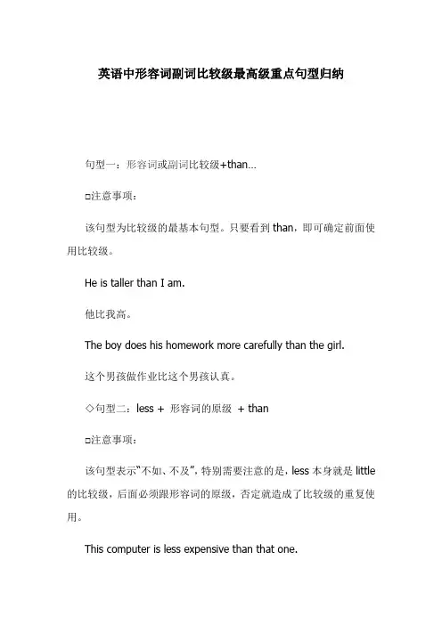 英语中形容词副词比较级最高级重点句型归纳