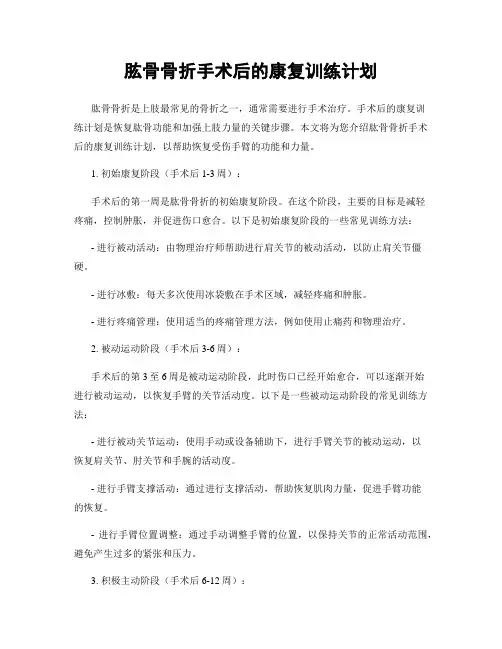 肱骨骨折手术后的康复训练计划