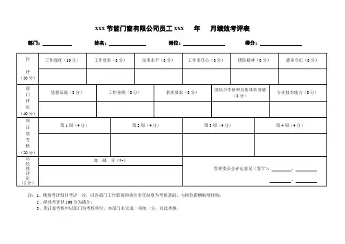 公司绩效考评表