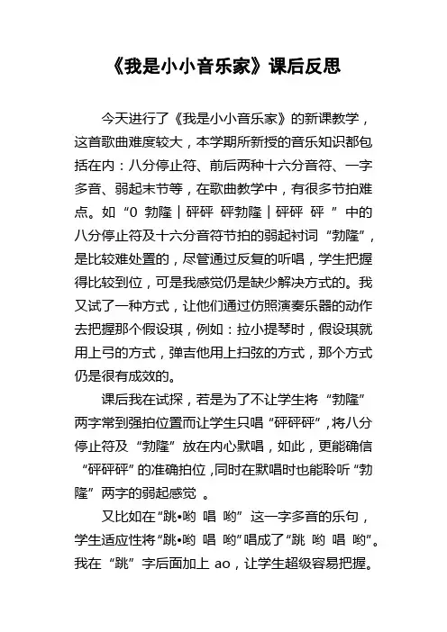 我是小小音乐家课后反思