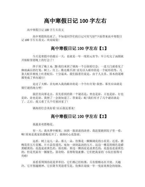 高中寒假日记100字左右