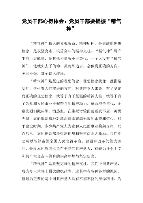 党员干部心得体会：党员干部要提振“精气神”