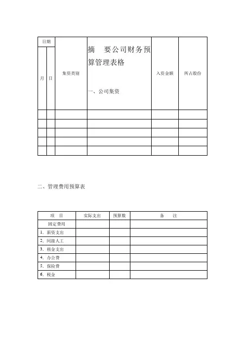 公司运营资金计划表格