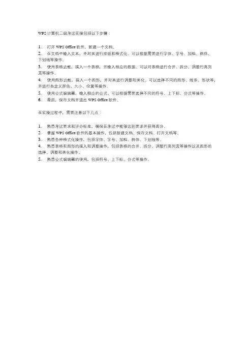 wps 计算机二级考试实操