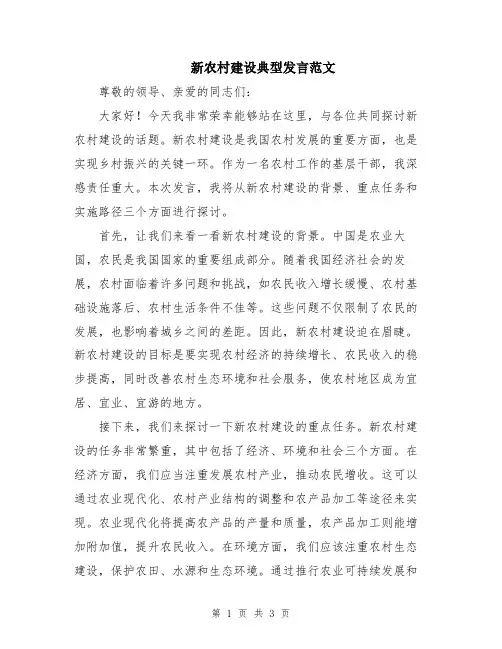 新农村建设典型发言范文