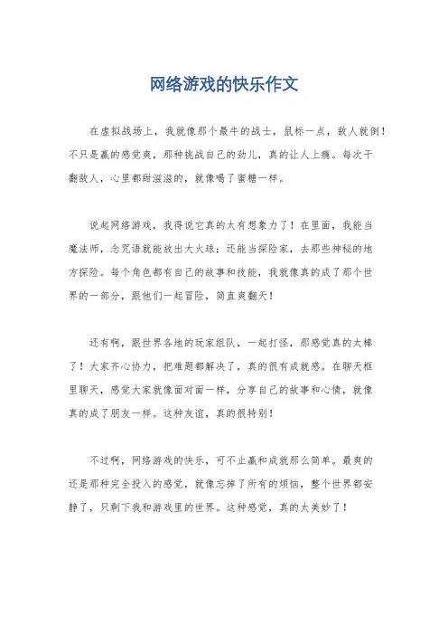 网络游戏的快乐作文
