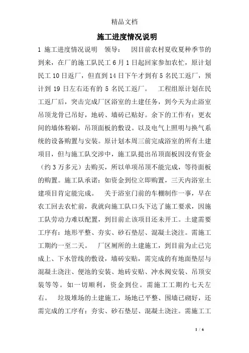 施工进度情况说明