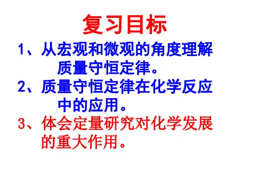 质量守恒定律及其应用复习课件