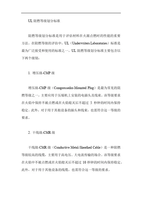 ul阻燃等级划分标准