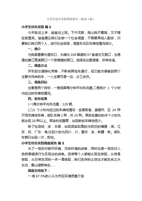 小学生综合实践调查报告（精选4篇）