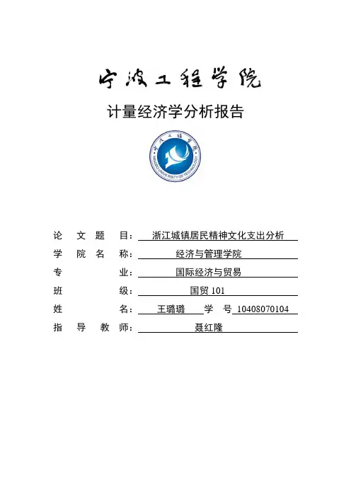 计量经济学论文报告