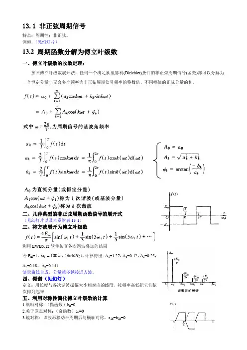 非正弦信号及傅立叶级数分解