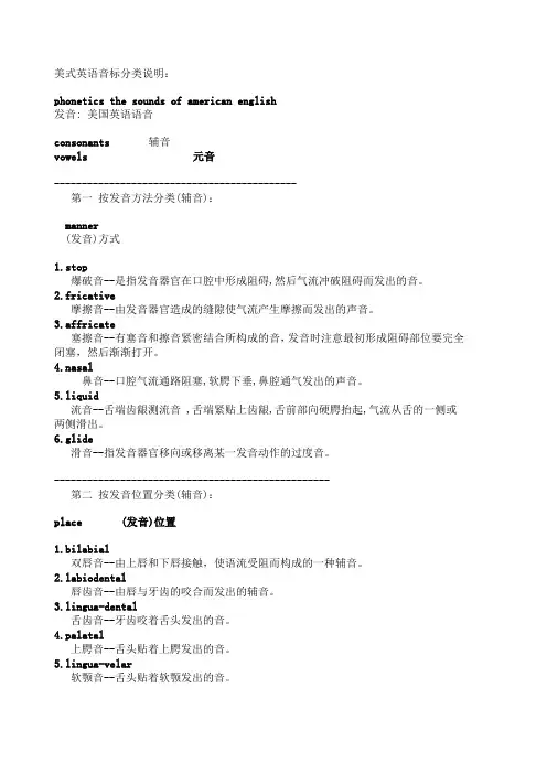 美式英语音标分类说明
