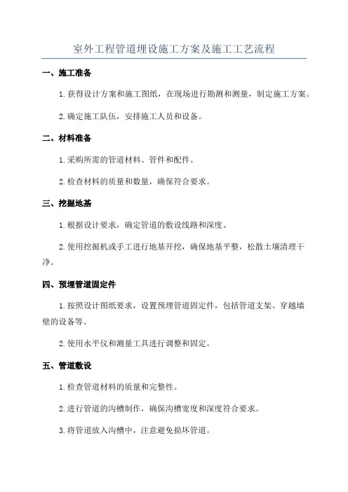 室外工程管道埋设施工方案及施工工艺流程