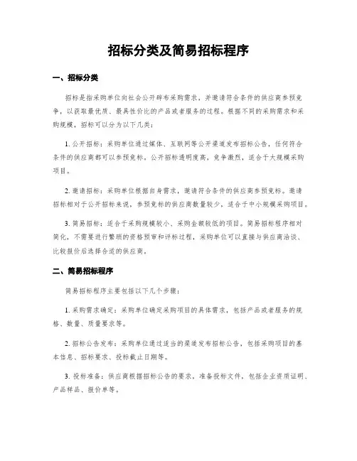 招标分类及简易招标程序