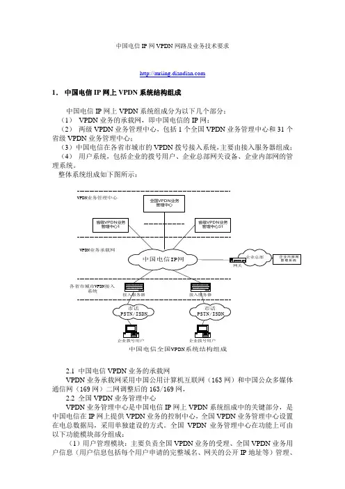 中国电信IP网VPDN网路及业务技术要求