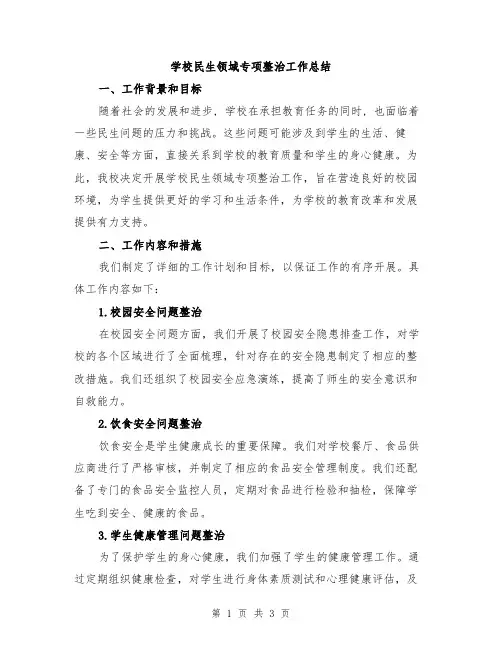 学校民生领域专项整治工作总结