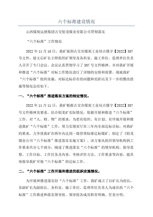 六个标准建设情况