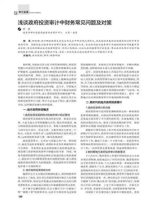 浅谈政府投资审计中财务常见问题及对策