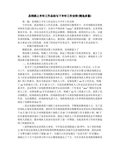 县残联上半年工作总结与下半年工作安排(精选多篇)