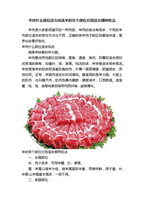 羊肉什么部位适合炖汤羊的各个部位分别适合哪种吃法