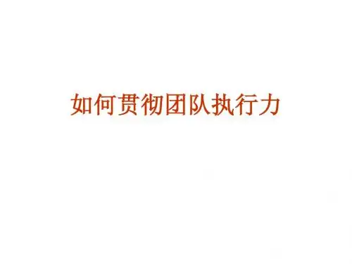 (最新)如何贯彻团队执行力课件
