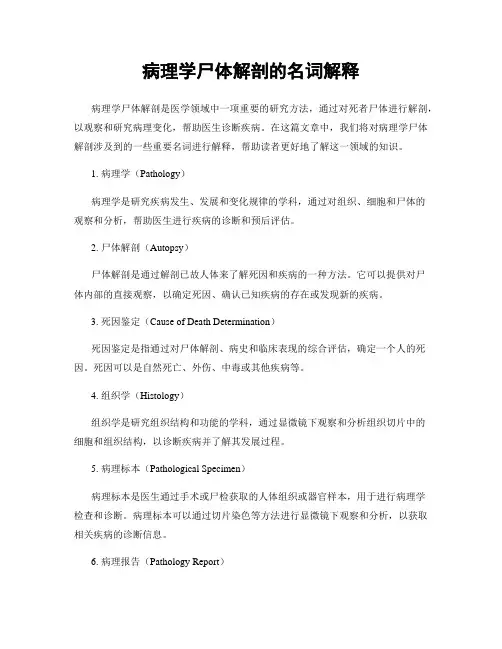 病理学尸体解剖的名词解释