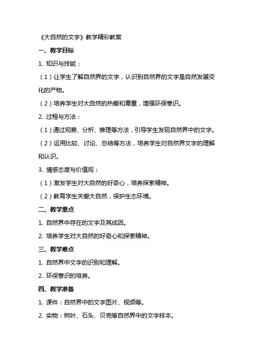 《大自然的文字》教学精彩教案