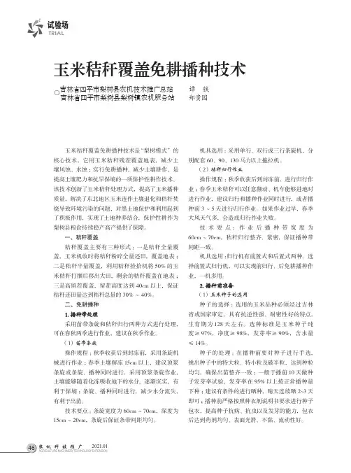 玉米秸秆覆盖免耕播种技术