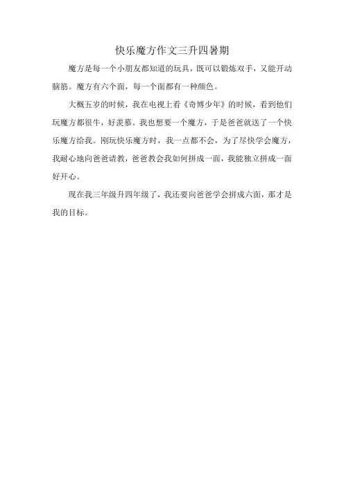 快乐魔方作文三升四暑期