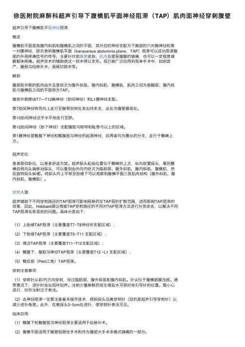 徐医附院麻醉科超声引导下腹横肌平面神经阻滞（TAP）肌肉面神经穿刺腹壁