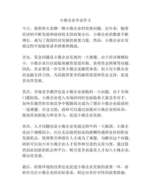 小微企业申论作文