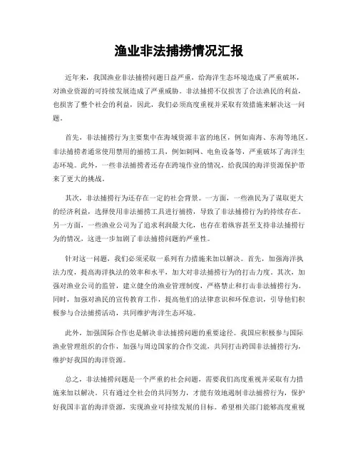 渔业非法捕捞情况汇报