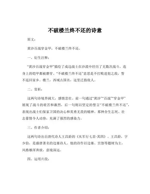 不破楼兰终不还的诗意