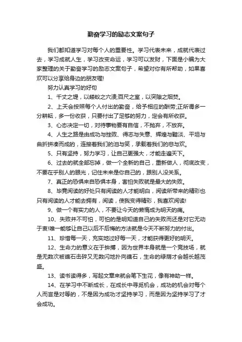 勤奋学习的励志文案句子