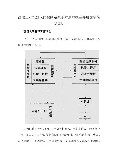 画出工业机器人的控制系统基本原理框图并用文字简要说明