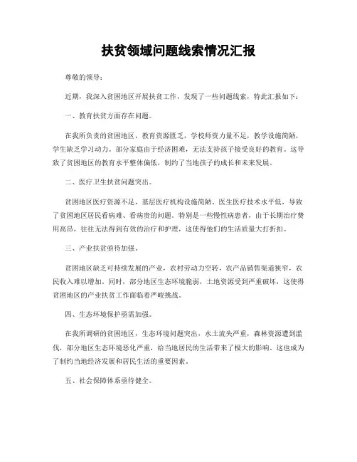扶贫领域问题线索情况汇报