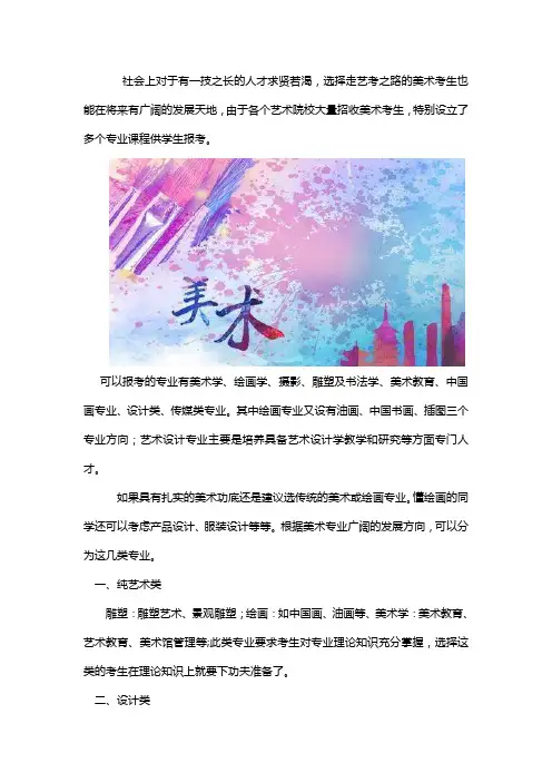 美术艺考专业有哪些