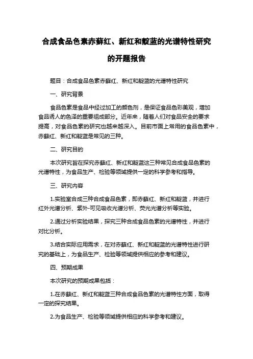 合成食品色素赤藓红、新红和靛蓝的光谱特性研究的开题报告