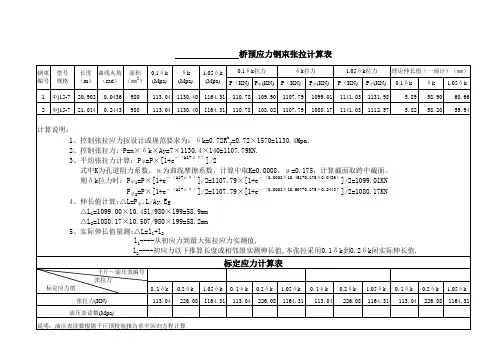 预应力钢束张拉计算表