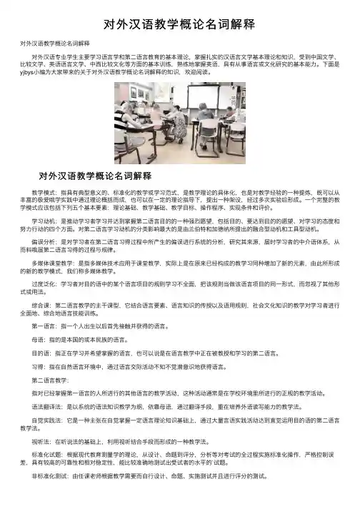 对外汉语教学概论名词解释