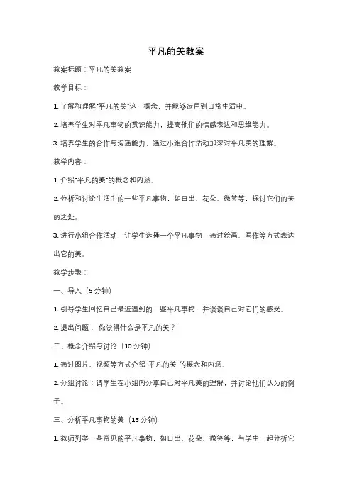 平凡的美教案