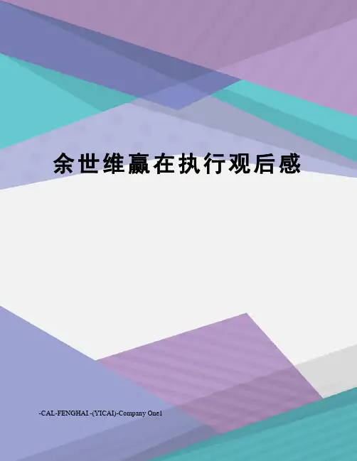 余世维赢在执行观后感