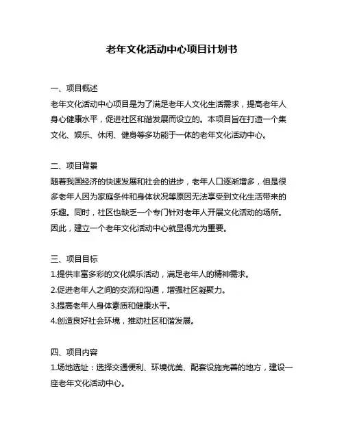 老年文化活动中心项目计划书
