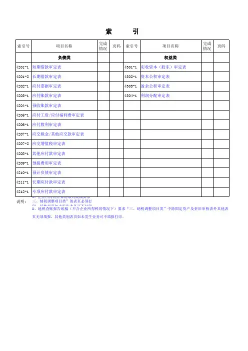 税务所审计工作底稿-负债权益类底稿