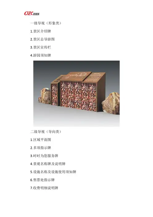 景区标识标牌系统清单