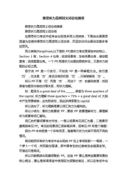 雅思听力高频同义词总结摘录