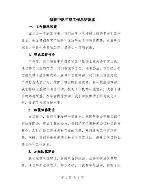 城管中队年终工作总结范本