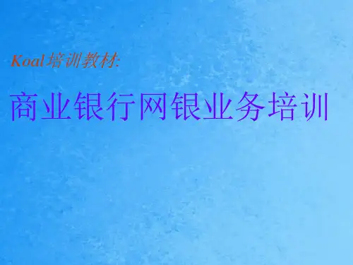 商业银行网银业务知识培训ppt课件