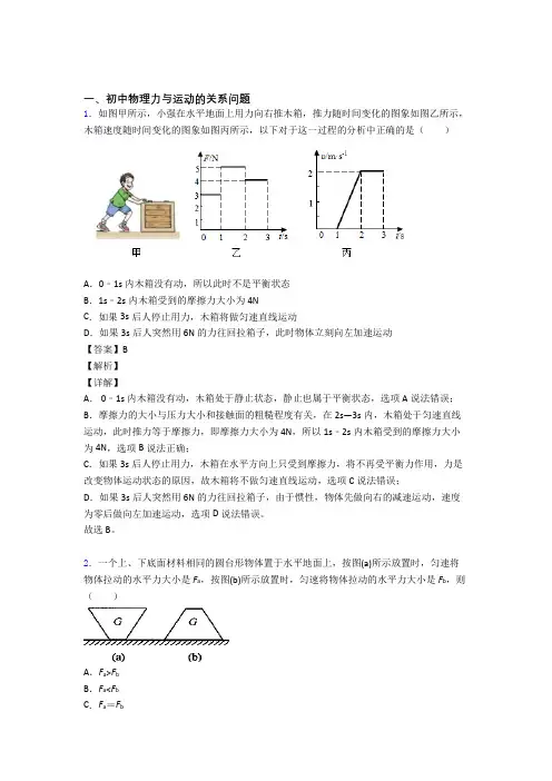 中考物理压轴题之力与运动的关系问题(中考题型整理,突破提升)及答案